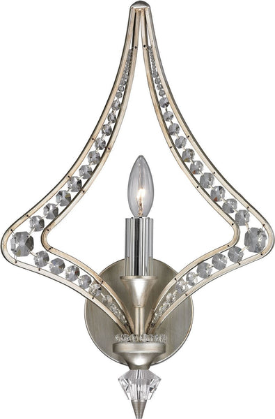 Ventoux 1 Light Sconce In Satin Silver and Clear Crystal
