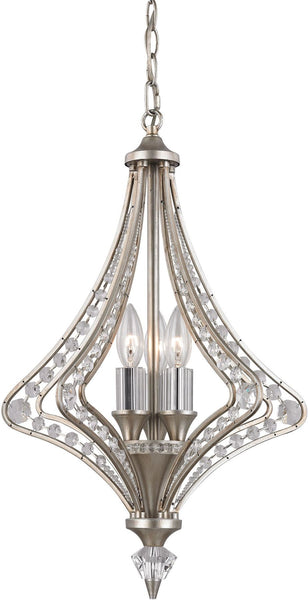 Ventoux 3 Light Chandelier In Satin Silver and Clear Crystal