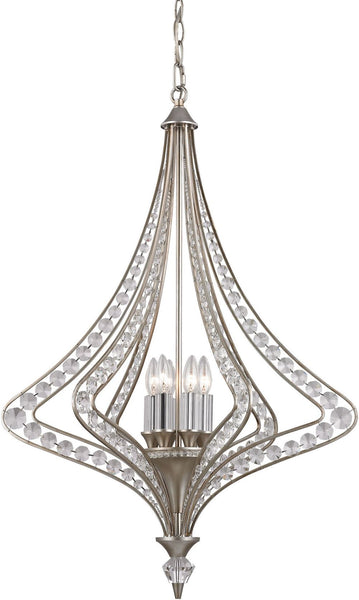 Ventoux 6 Light Chandelier In Satin Silver and Clear Crystal