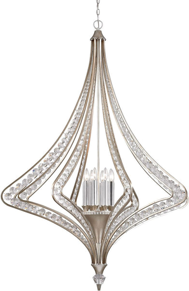 Ventoux 8 Light Chandelier In Satin Silver and Clear Crystal