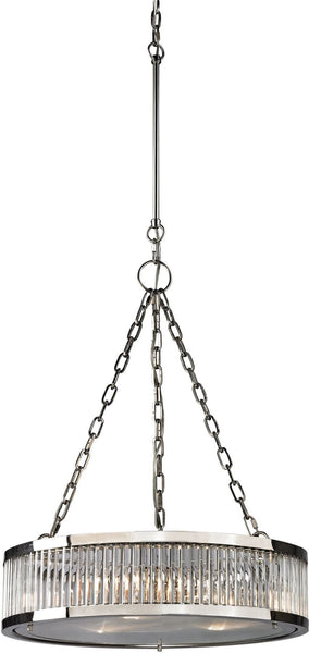 Linden Manor 3 Light Pendant In Crystal and Polished Nickel