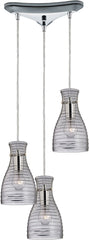 Strata 3 Light Pendant In Polished Chrome and Clear Glass