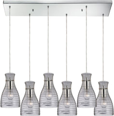 Strata 6 Light Pendant In Polished Chrome and Clear Glass
