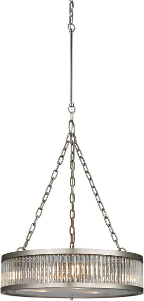 Linden Manor 3 Light Pendant In Crystal and Brushed Nickel