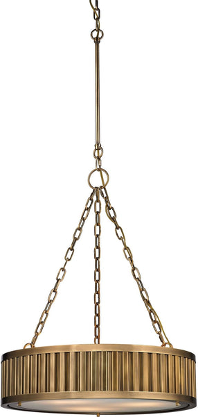 Linden Manor 3 Light Pendant In Aged Brass