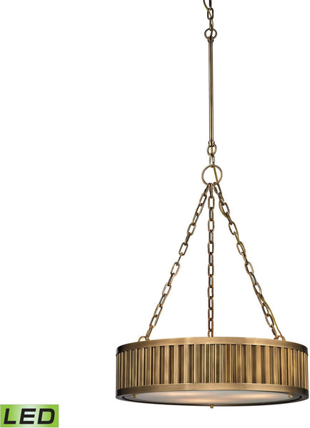 Linden Manor 3 Light Led Pendant In Aged Brass