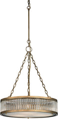 Linden Manor 3 Light Pendant In Crystal and Aged Brass