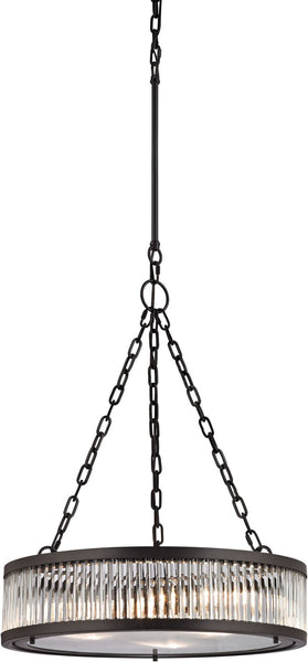 Linden Manor 3 Light Pendant In Crystal and Oil Rubbed Bronze