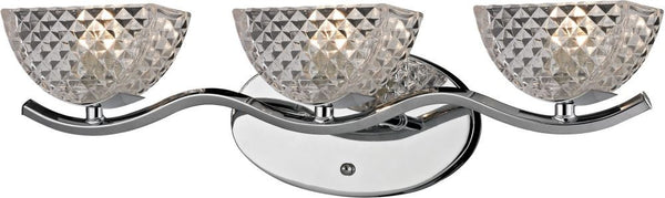 Contour 3 Light Vanity In Polished Chrome and Clear Diamond Glass