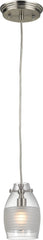 Carved Glass 1 Light Pendant In Brushed Nickel