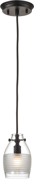 Carved Glass 1 Light Pendant In Oil Rubbed Bronze
