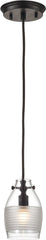Carved Glass 1 Light Pendant In Oil Rubbed Bronze