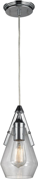 Duncan 1 Light Pendant In Polished Chrome and Clear Glass