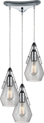 Duncan 3 Light Pendant In Polished Chrome and Clear Glass