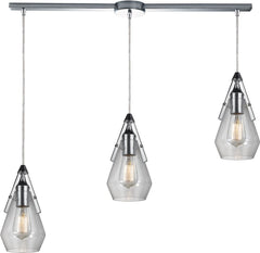 Duncan 3 Light Pendant In Polished Chrome and Clear Glass