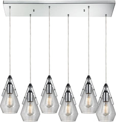 Duncan 6 Light Pendant In Polished Chrome and Clear Glass