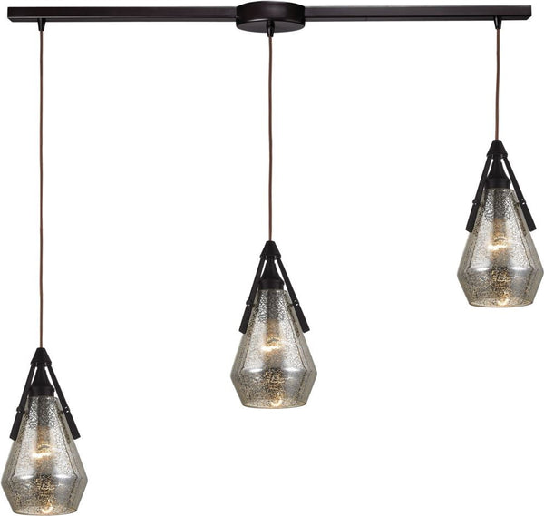 Duncan 3 Light Pendant In Oil Rubbed Bronze and Antique Mercury Glass