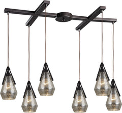 Duncan 6 Light Pendant In Oil Rubbed Bronze and Antique Mercury Glass