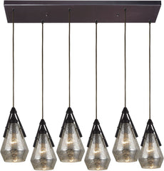 Duncan 6 Light Pendant In Oil Rubbed Bronze and Antique Mercury Glass