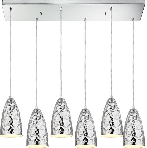 Hammersmith 6 Light Pendant In Hammered Polished Chrome