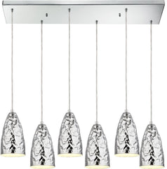 Hammersmith 6 Light Pendant In Hammered Polished Chrome