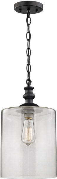Bergen 1 Light Pendant In Oil Rubbed Bronze and Clear Glass