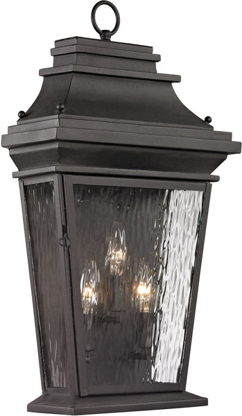 Forged Provincial 3 Light Outdoor Sconce In Charcoal