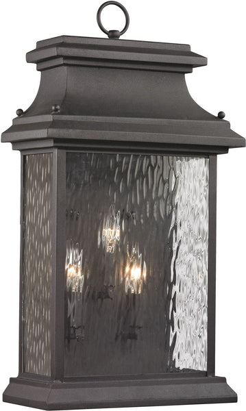 Forged Provincial 3 Light Outdoor Sconce In Charcoal