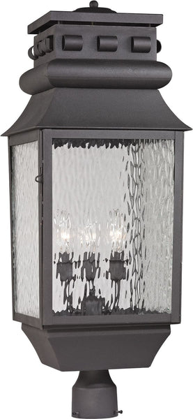 Forged Lancaster 3 Light Outdoor Post Lamp In Charcoal