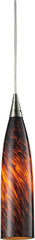 Lungo 1 Light Pendant In Satin Nickel and Espresso Glass