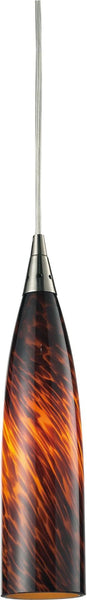 Lungo 1 Light Led Pendant In Satin Nickel and Espresso Glass
