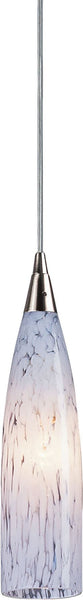 Lungo 1 Light Led Pendant In Satin Nickel and Snow White Glass