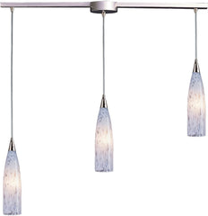 Lungo 3 Light Pendant In Satin Nickel and Snow White Glass