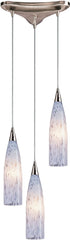Lungo 3 Light Pendant In Satin Nickel and Snow White Glass