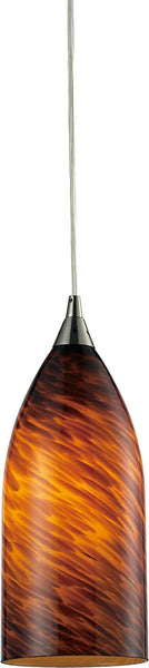 Verona 1 Light Led Pendant In Satin Nickel and Espresso Glass