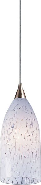 Verona 1 Light Pendant In Satin Nickel and Snow White Glass