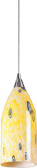 Verona 1 Light Pendant In Satin Nickel and Yellow Blaze Glass