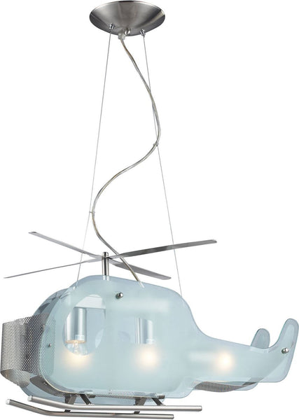 Novelty 3 Light Helicopter Pendant In Satin Nickel