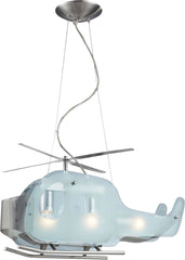Novelty 3 Light Helicopter Pendant In Satin Nickel