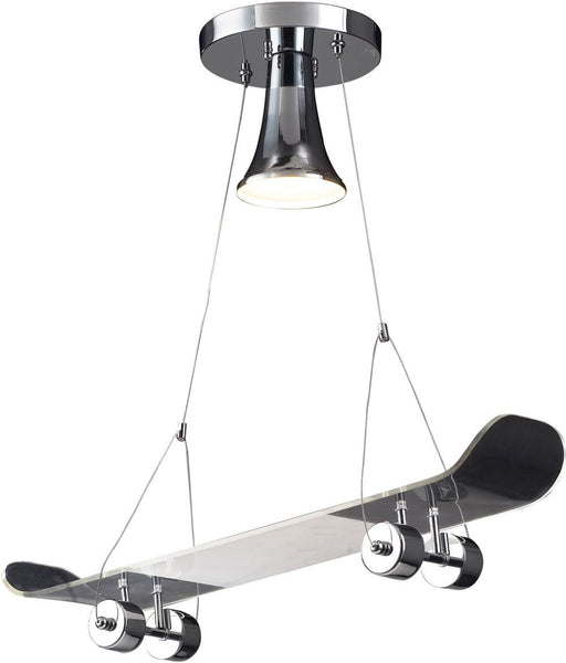 Novelty 1 Light Skateboard Pendant In Chrome
