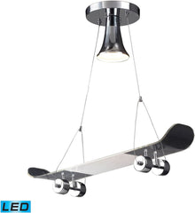 Novelty 1 Light Led Skateboard Pendant In Chrome