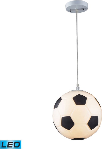 Novelty 1 Light Led Soccer Ball Pendant In Silver