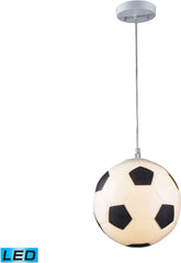Novelty 1 Light Led Soccer Ball Pendant In Silver