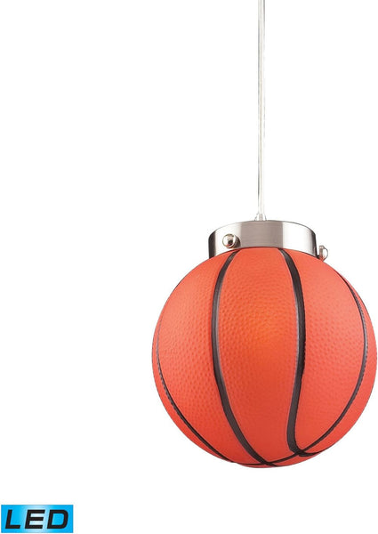 Novelty 1 Light Led Basketball Pendant In Satin Nickel