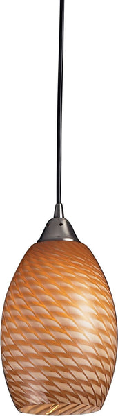 Mulinello 1 Light Pendant In Satin Nickel With Cocoa Glass