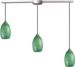 Mulinello 3 Light Pendant In Satin Nickel and Jade Glass