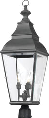 Bristol 3 Light Outdoor Post Lantern In Charcoal and Beveled Glass