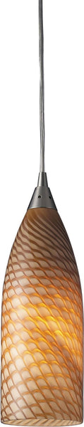 Cilindro 1 Light Led Pendant In Satin Nickel and Cocoa Glass