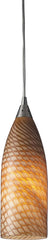 Cilindro 1 Light Led Pendant In Satin Nickel and Cocoa Glass