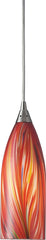 Cilindro 1 Light Led Pendant In Satin Nickel and Multi Glass